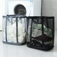 thumbnail image 4 of Nylon Mesh Dirty Clothes Storage Bag with Hanging Portable Foldable Large Capacity Laundry Bags Basket for Home Travel Organizer, 4 of 7