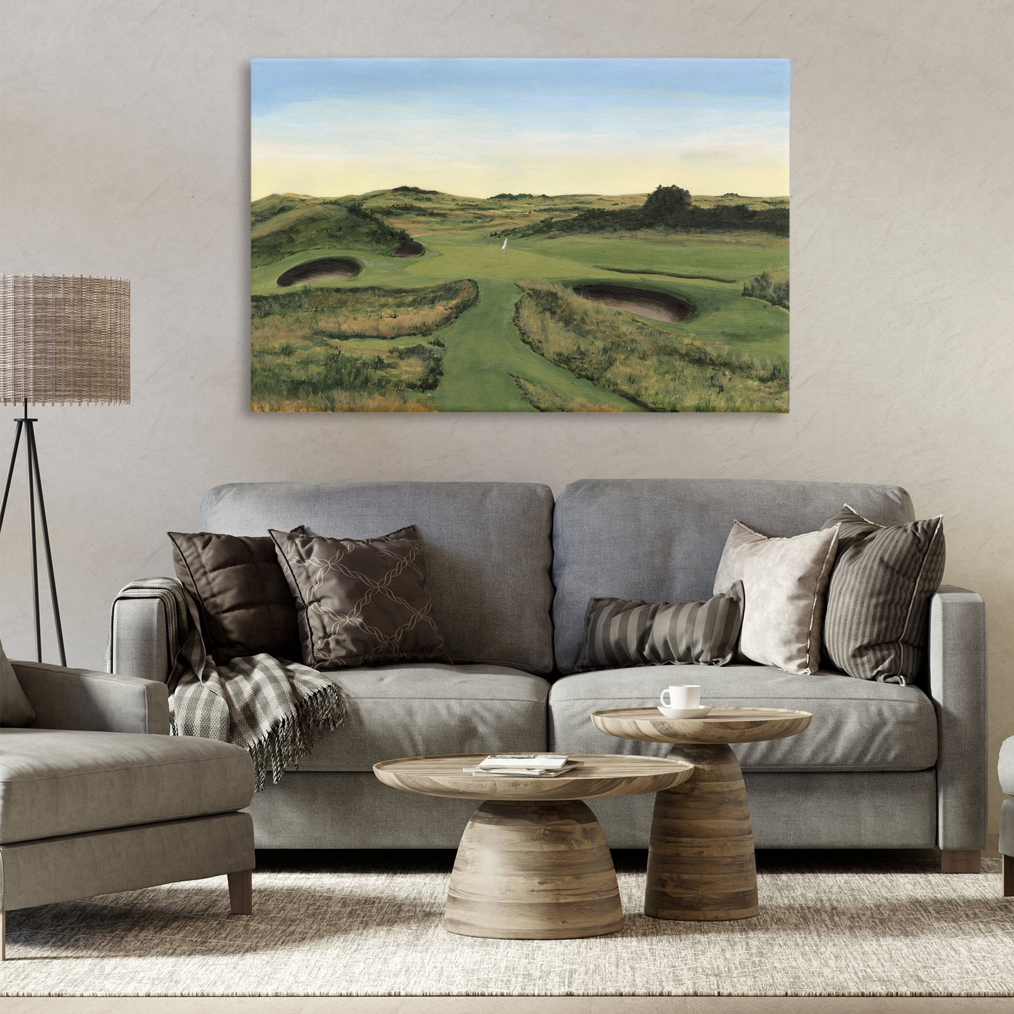 Stupell Industries Golf Field Landscape Landscape Painting Gallery Wrapped Canvas Art Print Wall Art, 45 x 30