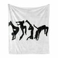 thumbnail image 1 of Hip Hop Soft Flannel Fleece Throw Blanket, Breakdancer Women Silhouettes Doing Hand Glide up and Floor Rocking Moves, Cozy Plush for Indoor and Outdoor Use, 50" x 60", Black and White, by Ambesonne, 1 of 6