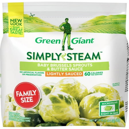 Green Giant Simply Steam Family Size Lightly Sauced Baby Brussels Sprouts & Butter Sauce 17 oz. Bag