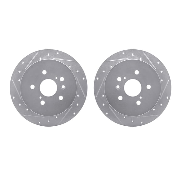 Dynamic Friction Company Rear Brake Rotors-Drilled and Slotted-Silver 7002-76150