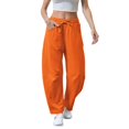thumbnail image 4 of GILIGEGE Women's Barrel Leg Sweatpant Drawstring Elastic Waisted Wide Leg Pants Casual Cotton Palazzo Baggy Gym Trousers Drawstring Sweat Pants with Pockets Casual Loose Sweat Pants Lounge Pant, 4 of 8