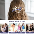 thumbnail image 2 of Shisuyan 2 pcs Blue Rhinestone Hair Comb Leaf Hair Comb Bridal Hair Side Comb Wedding Hair Combs, 2 of 9