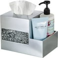 thumbnail image 5 of Crackled Glass Silver Tissue Box Cover Square And Nightstand Organizer For Men & Women - Multi-function Mosaic Glass Tissue Box Holder With Makeup, Phone, Remote Control Holder Organizer For Table, 5 of 6
