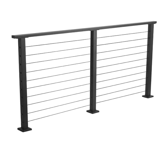 VEVOR 6.5 ft Complete Cable Railing Kit with Post, 35 inch Tall Matte Black Stainless Steel Handrail Cuttable for Outdoor/Indoor Steps, Level Hole Drilled Railing Posts System for Stairs,Deck,Balcony