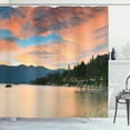 thumbnail image 1 of Ambesonne Lake Shower Curtain, Sunset at Lake Tahoe USA, 69"Wx84"L, Salmon Green Ivory, 1 of 3