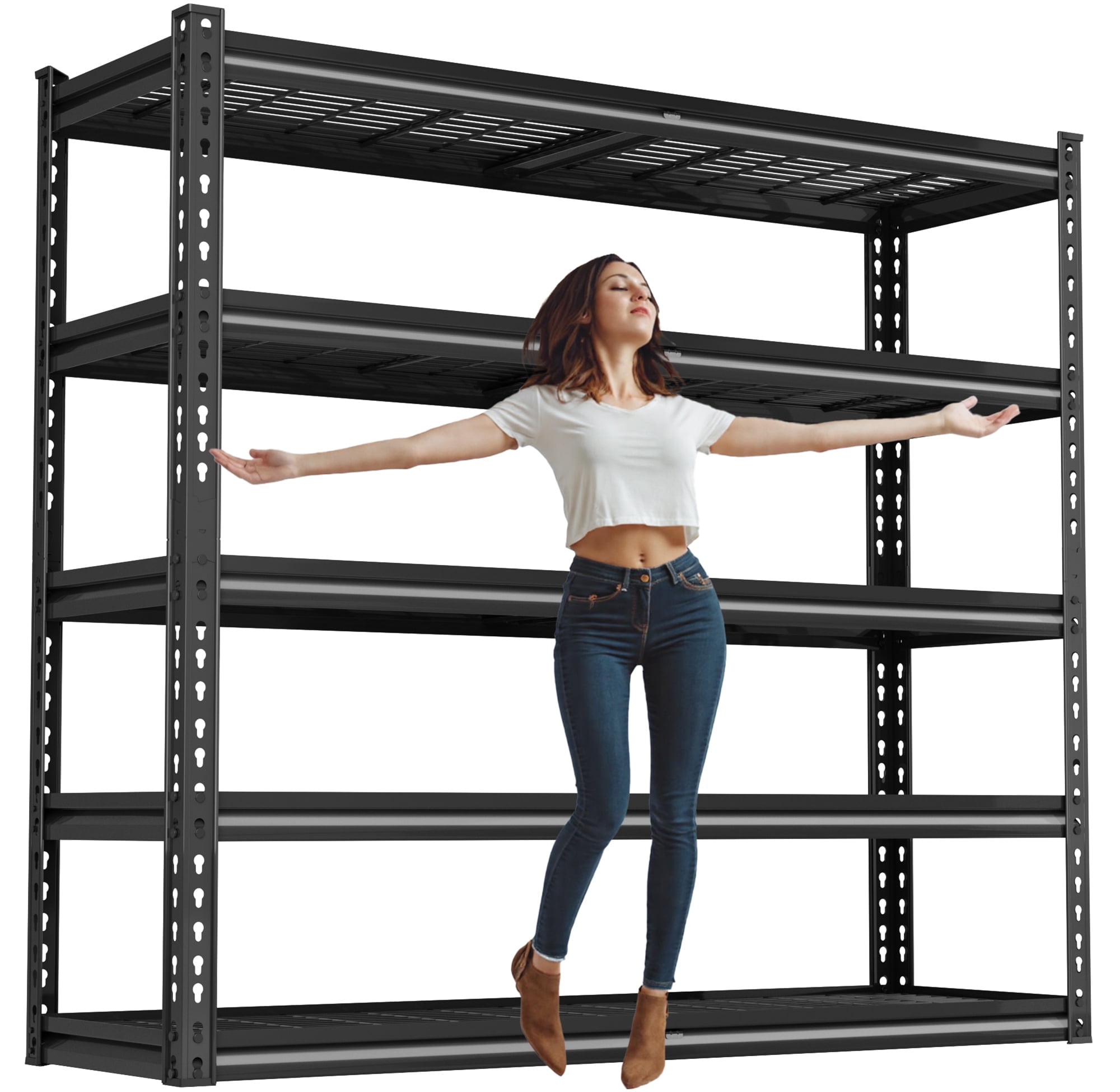 VDEVY 48" W Garage Shelving Unit Heavy Duty Storage Shelves 5-Tier Metal Shelves for Pantry Industrial Shelf