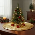 thumbnail image 4 of Northlight 48" Gold Glittered Star Christmas Round Tree Skirt, 4 of 4