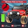 thumbnail image 6 of Gymax 12V Kids Ride on Truck Car w/Remote Control Threaded Wheels 3 Speeds LED Lights Red, 6 of 10