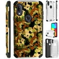 thumbnail image 1 of Compatible with Cricket Lumos | Alcatel Axel Brushed Metal Texture Hybrid Silver Guard Phone Case Cover (Artistic Camo Green), 1 of 1