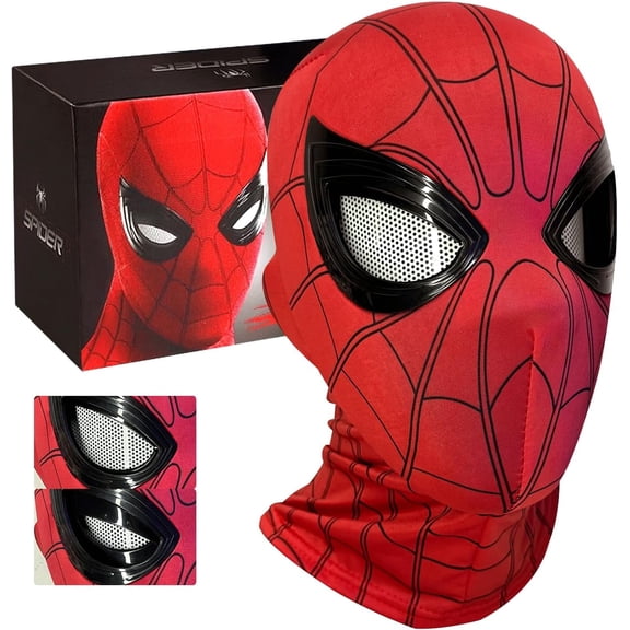 Guvpev Superhero Costume Mask with Moving Eyes, Super Hero Mask Full Face Chin Control Eyes, Realistic Heroes Dress-Up Accessories, Halloween Cosplay Party Fancy Dress up