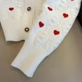 thumbnail image 5 of Embroidered heart-shaped knitted cardigan sweater for women V-neck single-breasted knitted sweater top autumn and winter women's coat jacket-Beige-L, 5 of 6