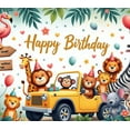 thumbnail image 4 of Cartoon Animals Happy Birthday Banner Decorative Balloons Jungle Theme Party Decoration for Kids Celebration Outdoor Event Photography, 4 of 7