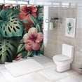 thumbnail image 7 of Awypu Chic Modern Bathroom Decor Summer Tropical Leaves Monstera Palm Leaf Flower Green Plant Hawaiian Pink Red Floral Waterproof Shower Curtain White, 7 of 7