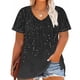 thumbnail image 4 of Camiseta de Base de Impresión de Manga Corta con Cuello en V para las Mujeres, Más Tamaño Estante de Imitación Casual Superior, 4 of 9