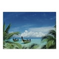 thumbnail image 1 of Travel Cutting Board, Exotic Hawaiian Beach with Palm Trees and Fishing Boats Paradise Picture, Decorative Tempered Glass Cutting and Serving Board, Small Size, Blue Green Turquoise, by Ambesonne, 1 of 1