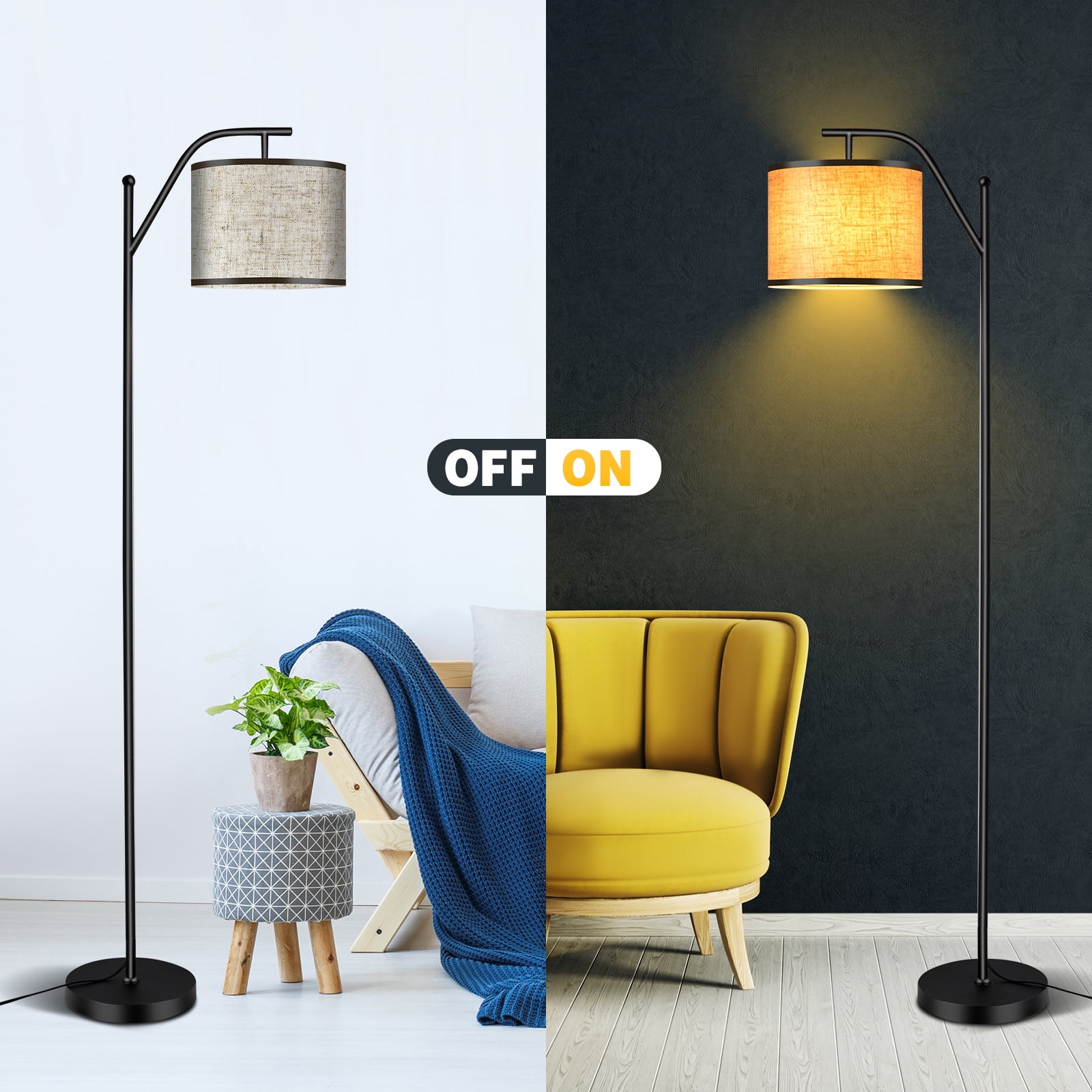 Giantex Floor Lamp for Living Room, Mid Century Tall Pole Lamp, Indoor Reading Standing Light