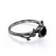 thumbnail image 4 of JeenMata Anillo de Compromiso con Diamante Negro de 0,50 Quilates Creado en Laboratorio Corte Redondo, Forma de Hoja y Enredadera, Baño de Oro Negro de 18 K sobre Plata, 4 of 6