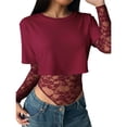 thumbnail image 5 of Wowcloth Women's Crop Top, Chic Solid Color, Slim Fit Short Sleeve for Daily Wear, 5 of 7