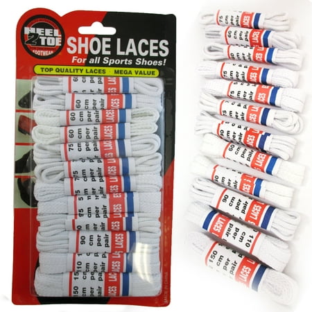 Image of White 12 Pair Shoe Laces Sports Boots Sneakers Casual Tennis Dress