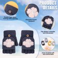 thumbnail image 3 of 2 guantes de medio dedo con forma de copo de nieve para mujer, cálidos para exteriores e invierno, 805, 3 of 5