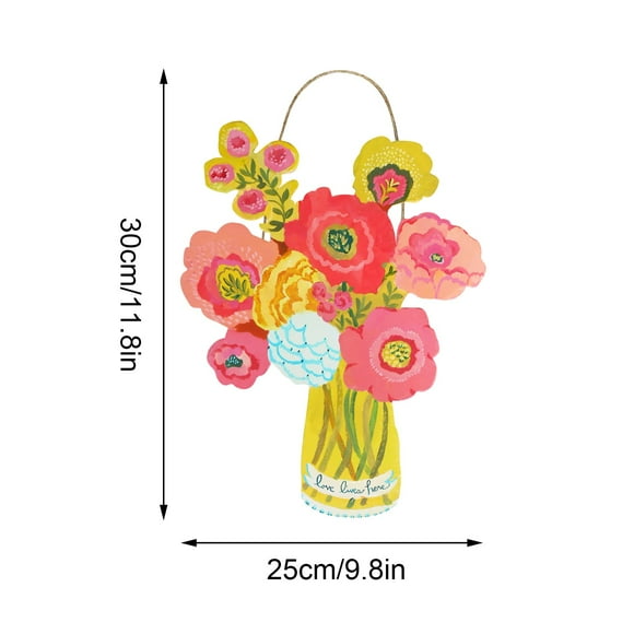 Easter Spring Flower Watering Can Welcome Wooden Door Wall Hanging Fashionhanging Garland Door Wreath Decoration Pendant Interchangeable Welcome Sign for Front Door Wooden Wall Signs Porch Welcome