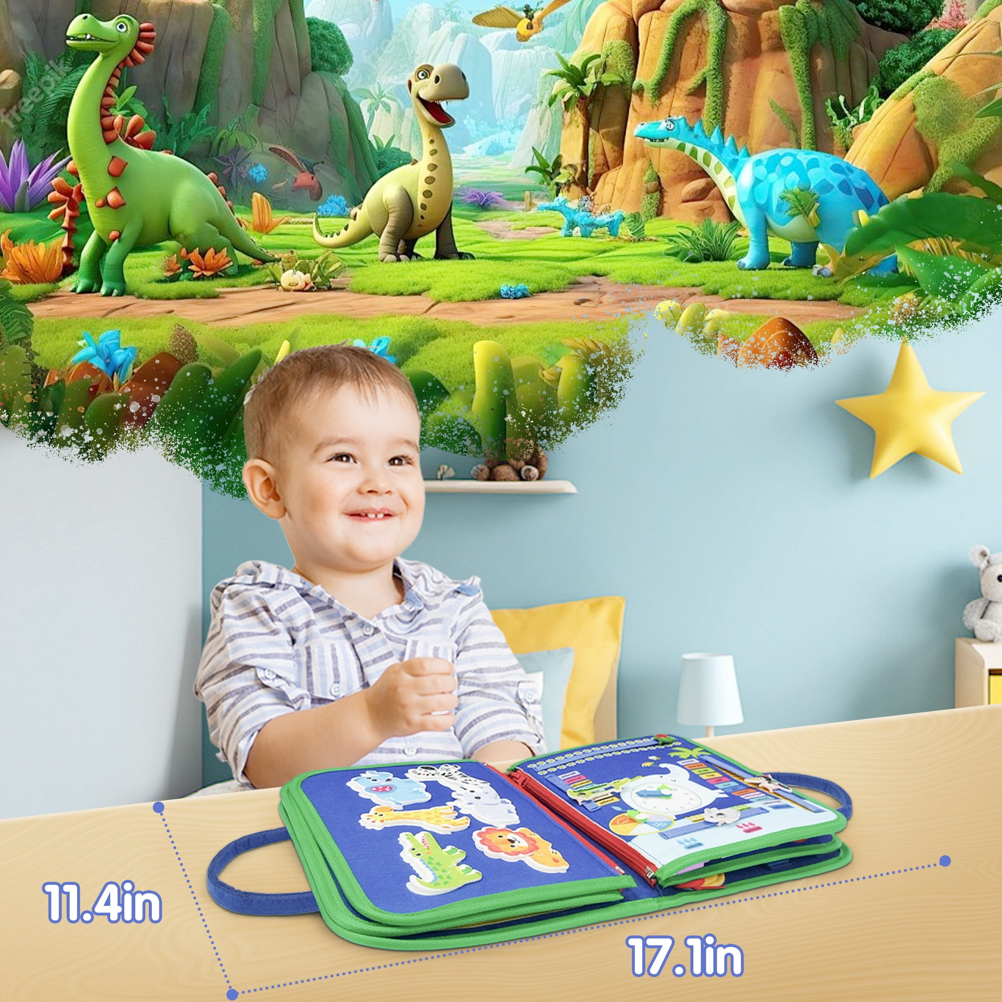 Busy Board - Montessori Busy Book for Toddlers, Preschool Learning Activities Book, Educational Toy for Travel, Learning Motor Skills