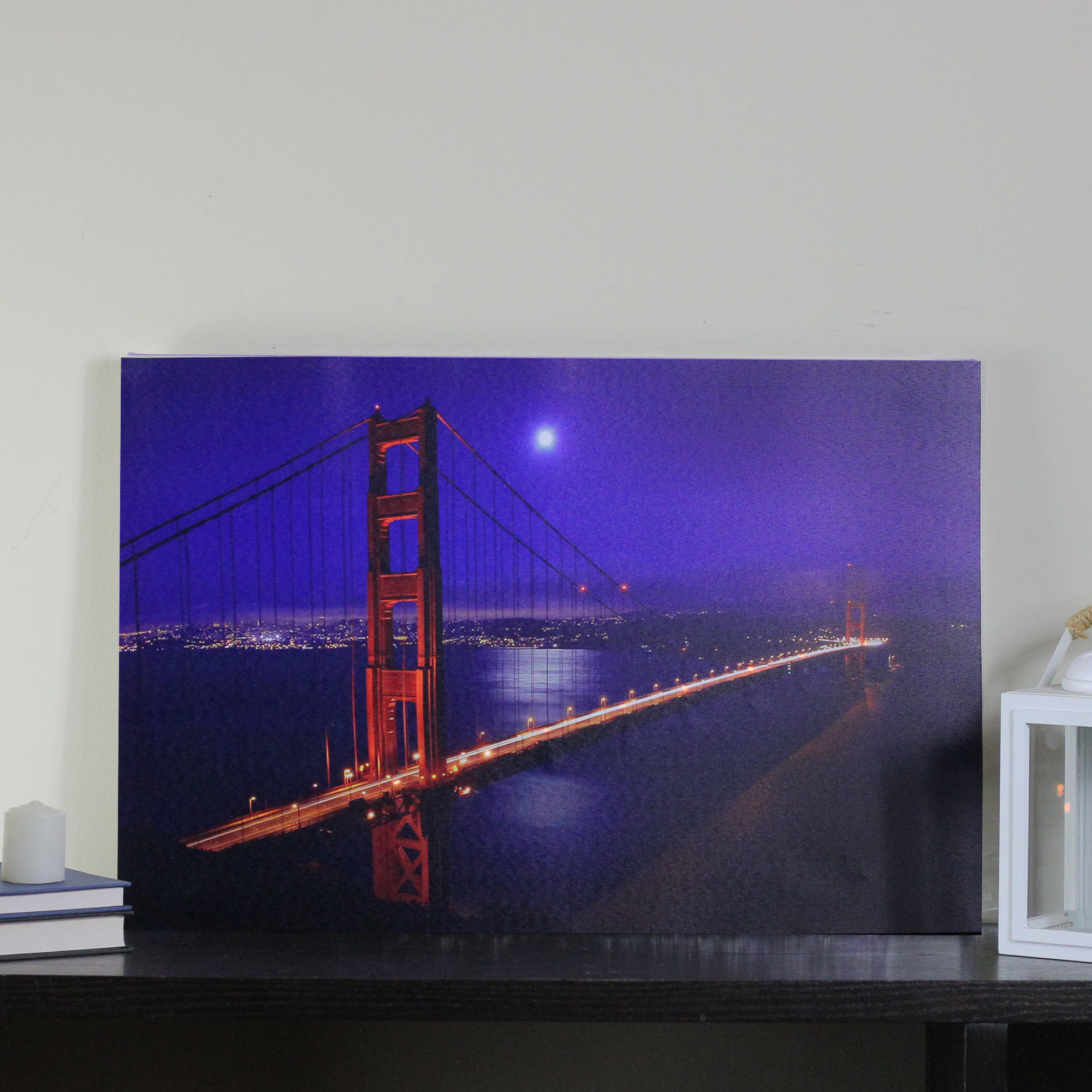 LED Lighted Famous San Francisco Golden Gate Bridge Canvas Wall Art 15.75" x 23.5"