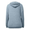 thumbnail image 5 of Womens Knitted Stripe Hoodies Drawstring Adjustable Fleece Blosues Light Warm Pullover Sweater Blouses with Kangaroo Pocket Relaxed Fit Shirt Tops Fall Winter Sweatshirt Outfits, 5 of 6