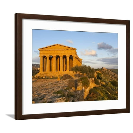 Concord Sunset League Tempio Di Concordia (Concord) at Sunset, Valle Dei Templi, UNESCO World Heritage Site, Agrigento, S Framed Print Wall Art By Stuart Black ()