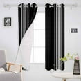 thumbnail image 3 of Hokiten Black Striped Blackout Curtains | Light Blocking Print Window Curtains, Farmhouse Black White Stripes Thermal Insulated Window Drapes for Living Room Kitchen Cafe (2 Panels, 104"W x 90"L), 3 of 7
