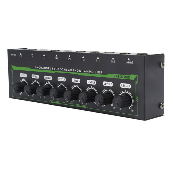 Compact Portable Headphone Amplifier, 8 Channel Low Noise Metal Stereo Amp for Studio Monitoring, Crafted From Premium Materials