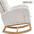 thumbnail image 6 of Beige White Accent Rocking Chair with Footrest & Storage Pocket, High-Back Teddy Fabric Rocker, Rubber Wood Lounge Chair for Living Room, Bedroom, 6 of 8