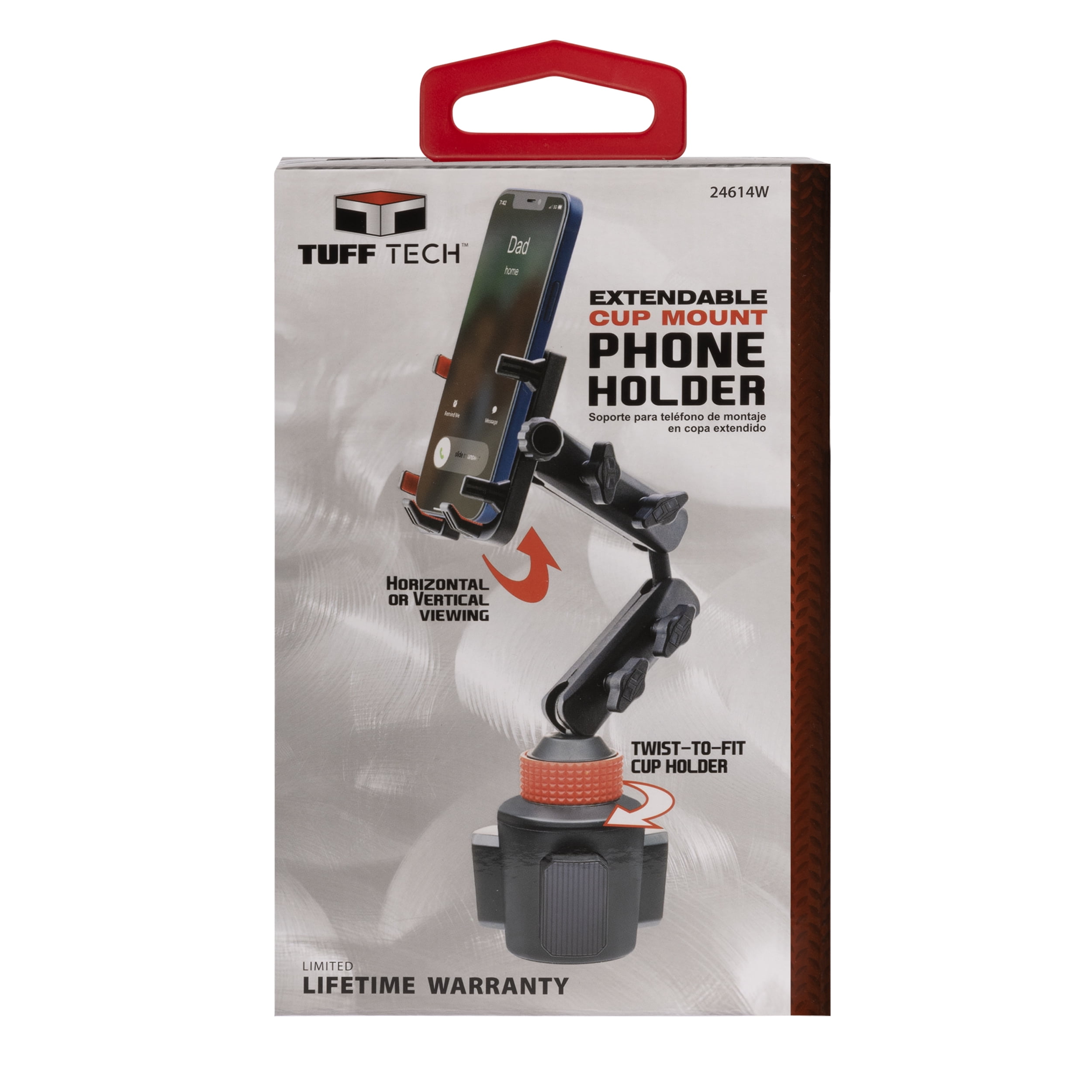 Tuff Tech Extendable Cup Mount Phone Holder for Cars, Trucks, and SUVs