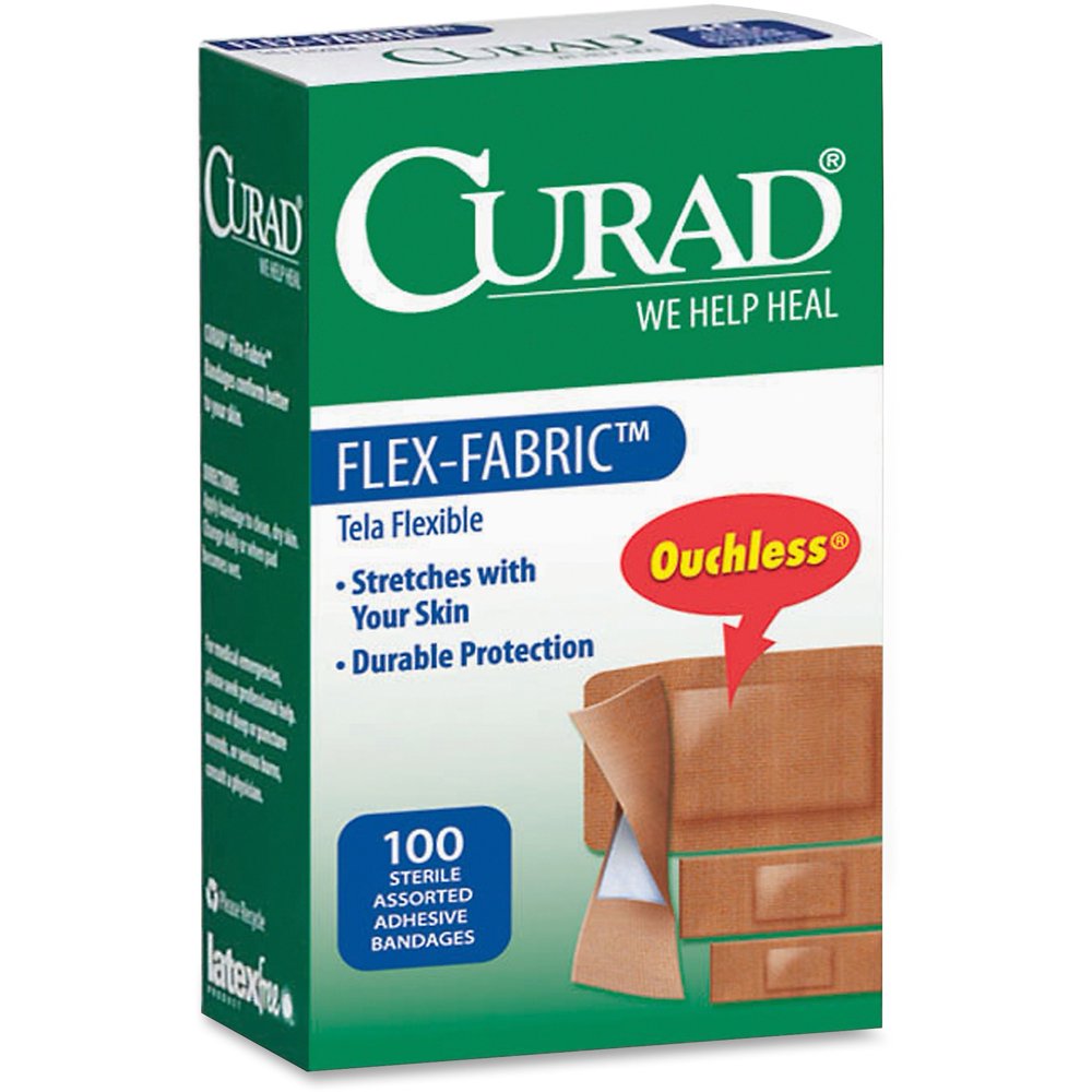 Curad FlexFabric Bandages, Tan, 100 / Box (Quantity)