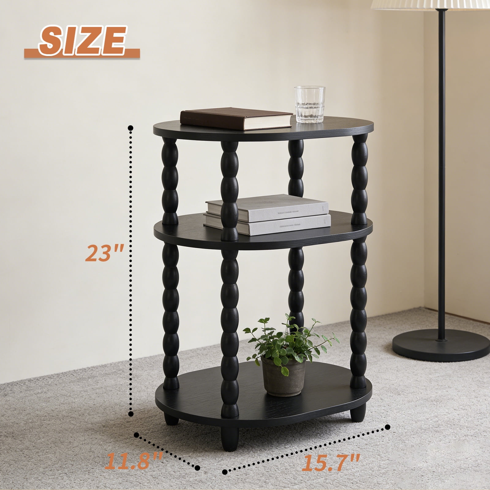 GOODLAN Wooden 3-Tier Side Table, Small End Table for Living Room and Bedroom, Rustic Walnut  Vintage Accent Coffee Table Nightstand with Storage