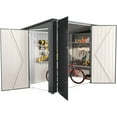 thumbnail image 7 of YODOLLA 4 x 7.5 ft Storage Shed with Triple Door, Metal Bike Shed Lean to Outdoor Storage Cabinet Building with Shelves for Garden, 7 of 7