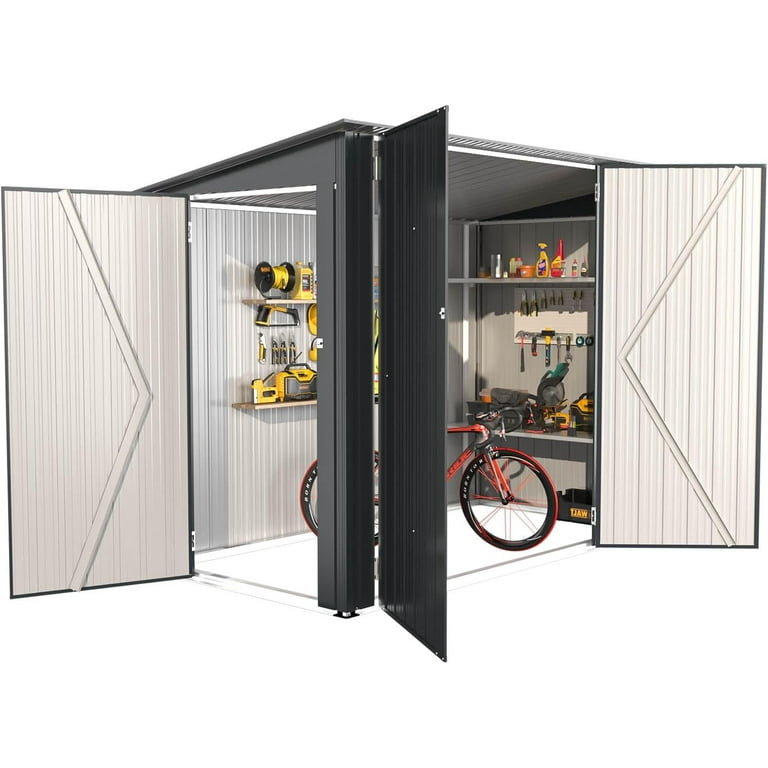 AECOJOY 4x7.5ft Easy Assembly Backyard Metal Storage Shed