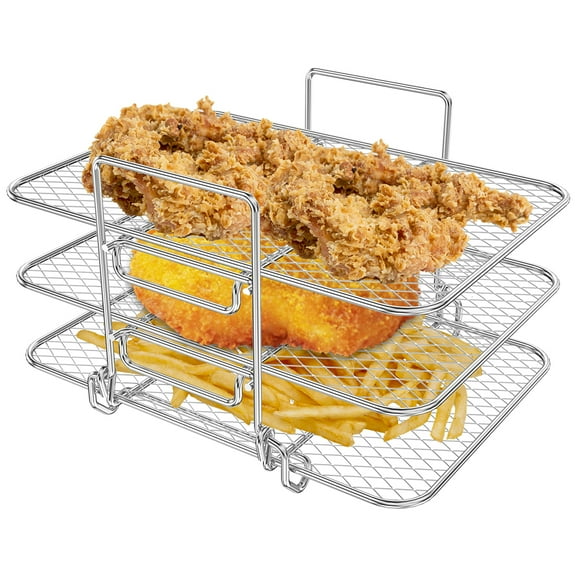 Air Fryer Rack for Air Fryer Multi-Layer Double Basket Air Fryer Accessories 304 Stainless Steel Grilling Rack Cooking