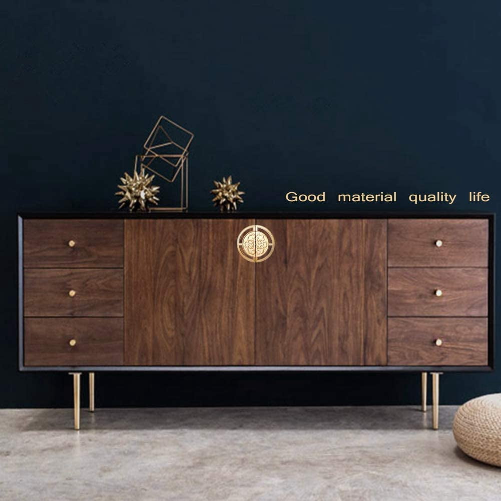 CATPAN 1 Pair Gold Vintage Style Brass Pull Handles for Cabinet Closet Drawer Door -Circular Antique Pull Knobs ,New Chinese Auspicious Pattern