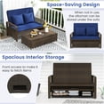 thumbnail image 6 of Gymax Patio Rattan Daybed Wicker Loveseat Sofa w/ Multifunctional Ottoman Navy, 6 of 9