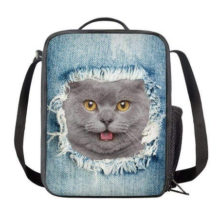 

KUIFORTI Insulated Lunch Bag Cat Lunch Box for Women Lunch Bags for Work Tote Bag Small Cross Body Purse Strap
