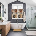 thumbnail image 3 of Burnt Orange Grey Black Flower Kitchen Curtains 63 Inch Length, Spring Floral Botanical Grommet Top Bedroom Living Room Curtains, Light Filtering Cafe Curtain Drapes 2 Panels Set 104''x63'', 3 of 9
