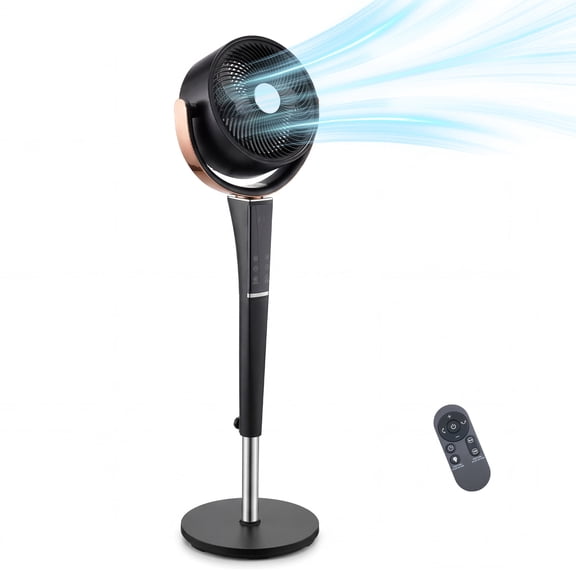SHOUFTW Quiet Pedestal Fan for Bedroom, Oscillating Standing Fan with 15 Speeds & 5 Modes, 37-45" Adjustable Height, 12H Timer, Black