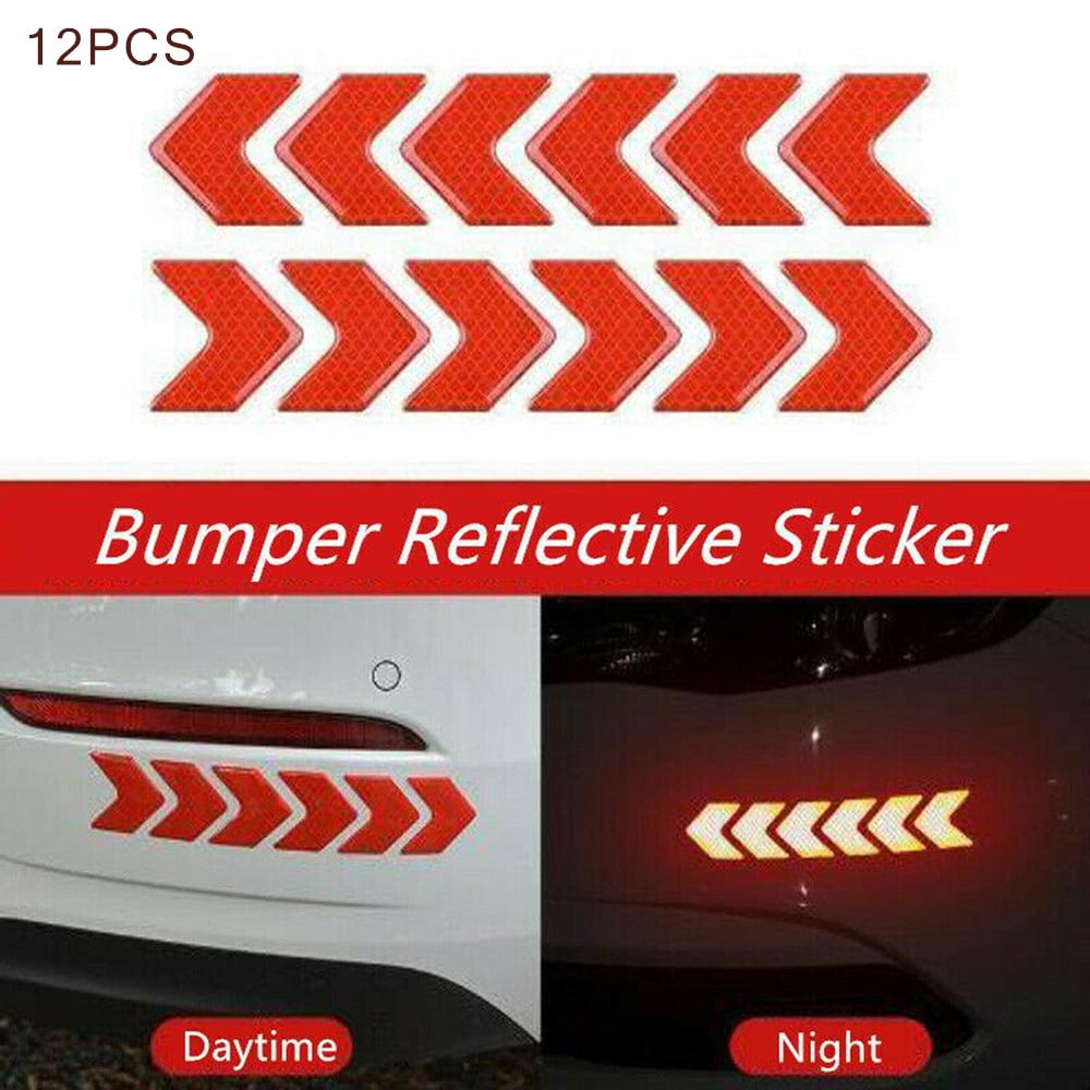 1 Pair Safety Reflective Warning Strip Tape Car Auto Bumper Reflector Decals Top 