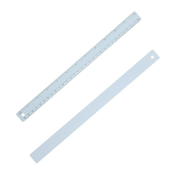 12 Inch Metal Ruler, 2Pcs Aluminum Alloy Metric Ruler with Inches and Centimeters Precision Measuring for Office Engineering Drafting Style 2, Blue