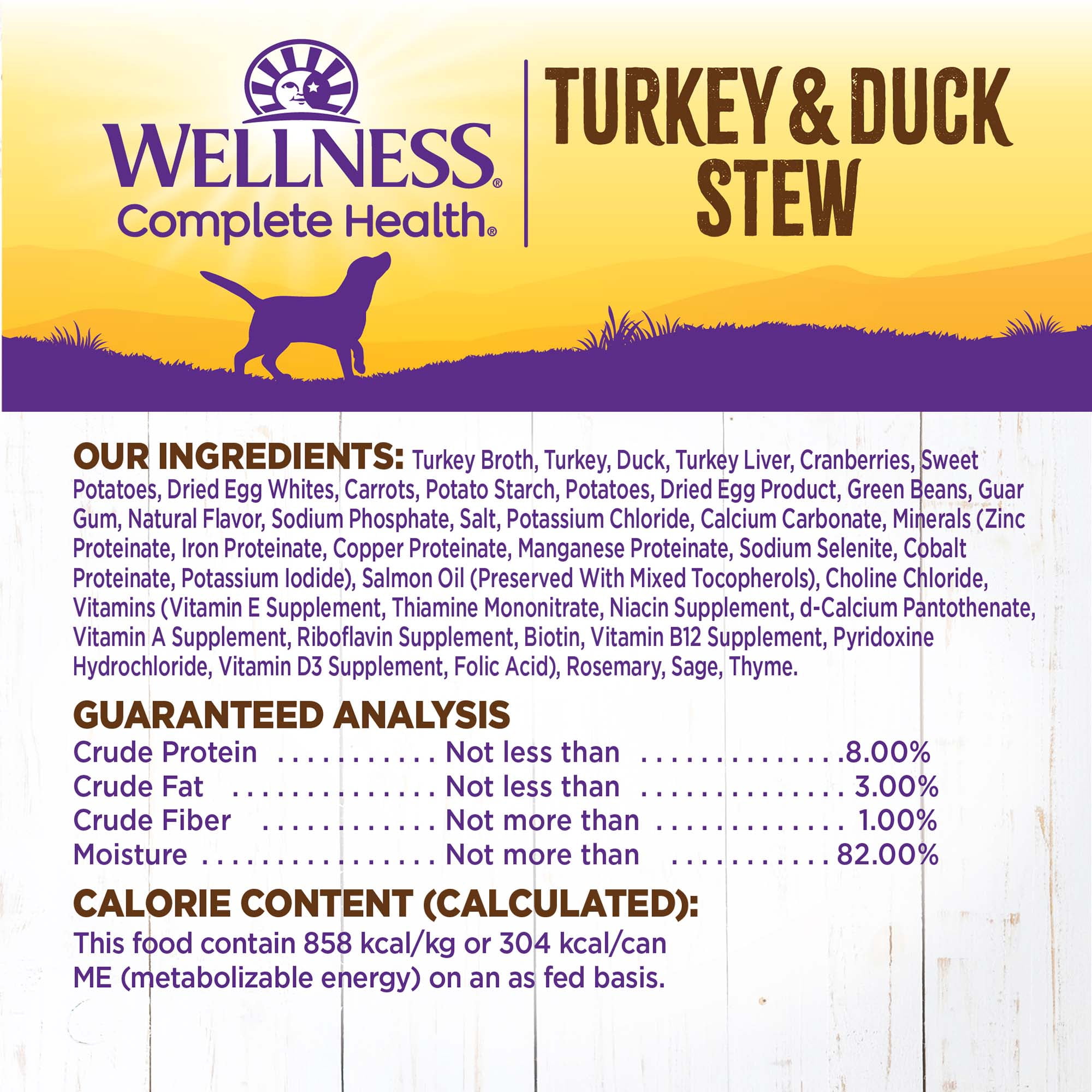 Wellness Complete Health Stew Adult Canned Wet Dog Food, Grain Free, Natural, Turkey and Duck Recipe, 12.5 oz, Pack of 12 Cans