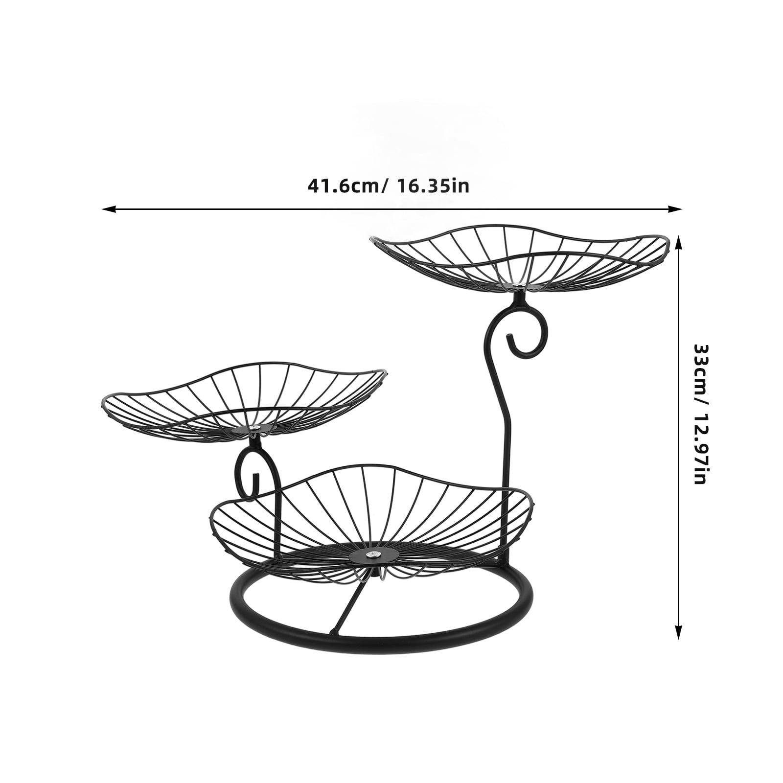 KHBUAB Black Wire Fruit Basket Three Tier Metal Storage Organizer for Kitchen Countertop