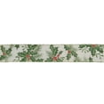 thumbnail image 2 of Northlight Ivory and Green Holly Leaves Christmas Wired Craft Ribbon 2.5" x 16 Yards, 2 of 4