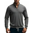 thumbnail image 2 of Zimjoy Mens Quarter Zip Pullover Cotton Mock Neck 1/4 Zip Pullovers Casual Slim Fit Lightweight Sweatshirts Gym Winter Pullover Sweaters, Gray XL, 2 of 6
